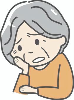 old lady in trouble, grandmother, female, be worried, JPG, PNG and AI