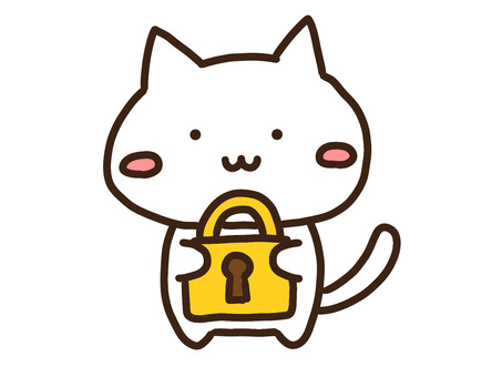 南京錠を持ったかわいい白ねこ 南京錠,鍵,安全,防犯,セキュリティ,動物,ねこ,かわいい,ロック,解除のイラスト素材