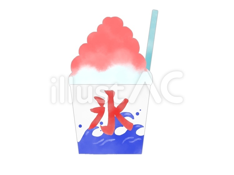 かき氷_いちご かき氷,縁日,いちごのイラスト素材