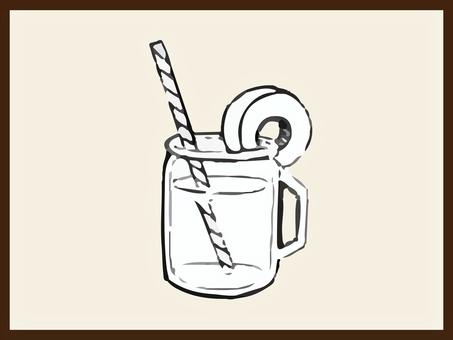 ジュース　リアル　イラスト ジュース,リアル,イラスト,飲み物,パイナップル,フルーツ,ストロー,コップ,手描きのイラスト素材