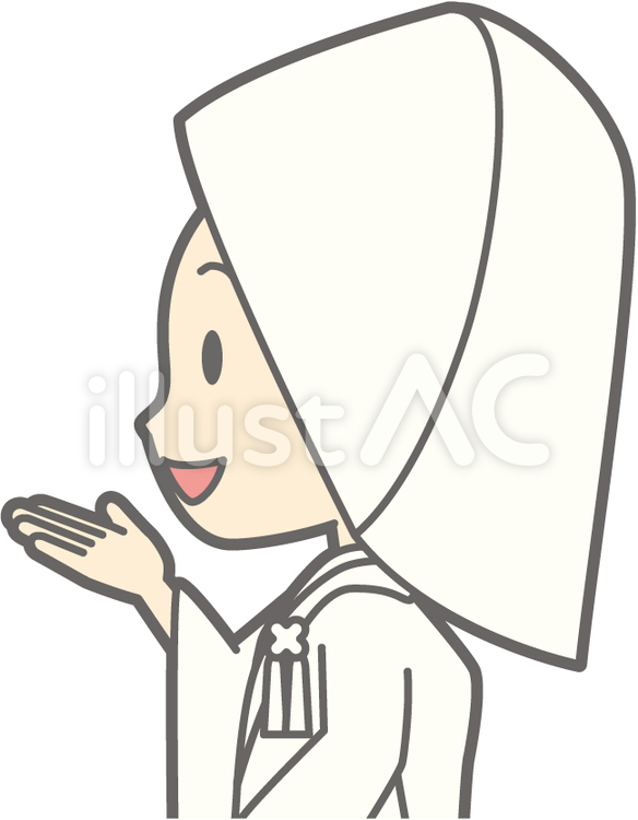 白無垢-案内左横-バスト 新婦綿帽子a,新婦綿帽子,かわいいのイラスト素材