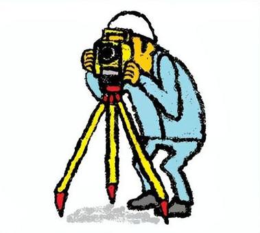 測量のおじさん 男性,測量,作業,三脚,トータルステーションのイラスト素材