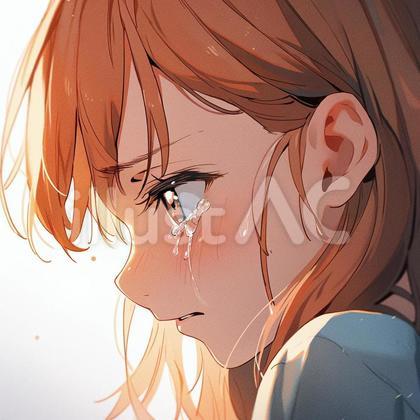 泣く女の子 イラスト 横顔イラスト - No: 24052952｜無料