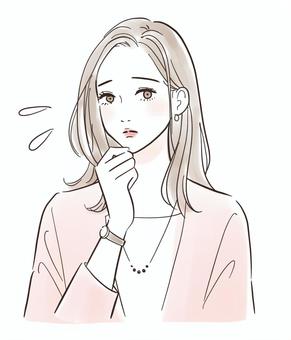 気まずい思いをする女性 気まずい思いをする女性 人物,女性,憂鬱,困る,悩む,考える,きれい,思う,心配,不安のイラスト素材