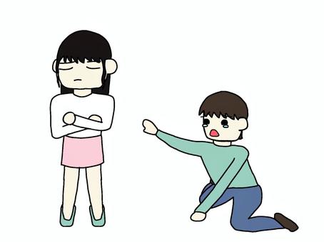 フラれている男性 失恋,別れ,女性,男性,恋人,カップル,破局,フラれるのイラスト素材