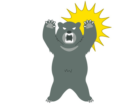 危険で凶暴なツキノワグマ（全身立ち絵） 熊,危険,凶暴,威嚇,襲う,注意,ツキノワグマ,怖い,遭遇,出会うのイラスト素材