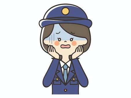 焦った表情の女性警察官 焦る,困る,不安,ガーン,ショック,緊張,絶望,警察,警察官,警官のイラスト素材