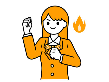やる気満々の学生01 人物,女性,学生,中学生,高校生,専門,塾,制服,ブレザー,リボンのイラスト素材