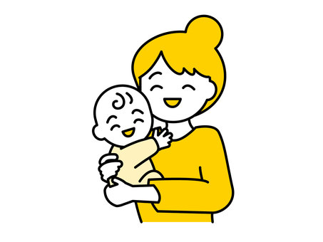 赤ちゃんと女性・お母さん05 人物,女性,お母さん,ママ,シングルマザー,妊婦,産婦,赤ちゃん,乳幼児,新生児のイラスト素材