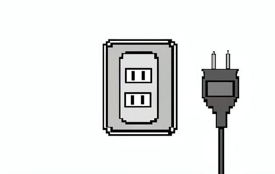 コンセントとプラグ- 電気設備イラスト コンセント,プラグ,電気工事,掃除機,ピクセルアートのイラスト素材