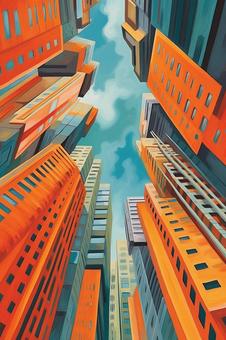 Illustration, building, a street, skyscraper, 