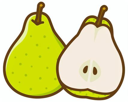 半分にカットされた洋梨 半分にカットされた洋梨 洋梨,果物,フルーツ,食材,食べ物,秋,秋の味覚,実りの秋,カットフルーツ,断面のイラスト素材