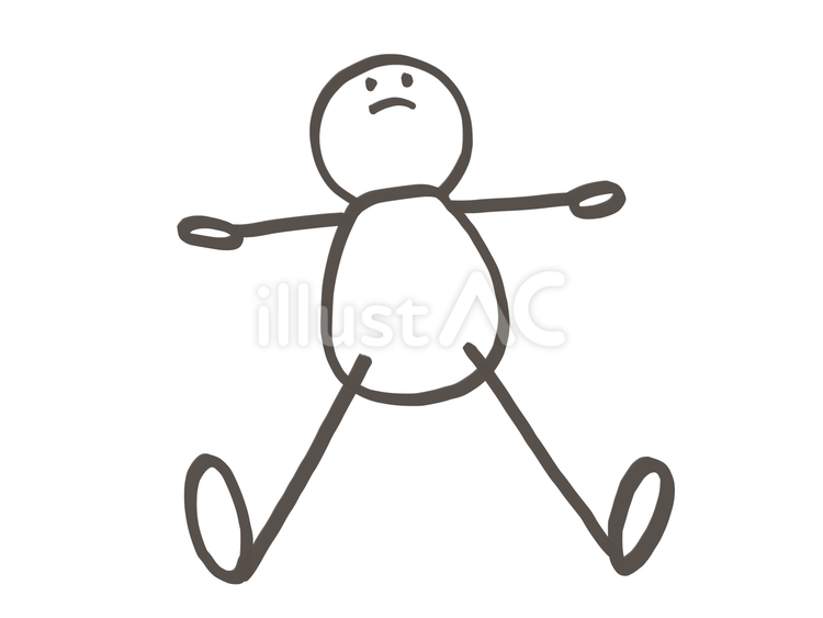 棒人間　無表情で寝転ぶ 棒人間,人,寝転ぶのイラスト素材
