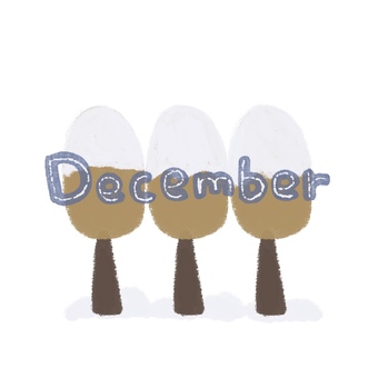 12月 手描き,デコ,シンプル,手帳,木,12月,decemberのイラスト素材