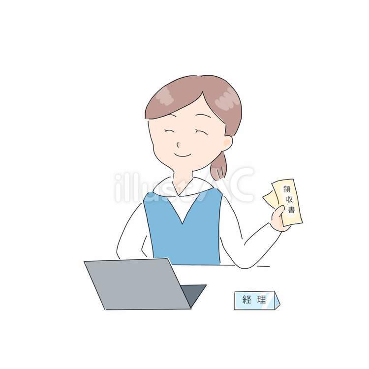 経理の女性 女性,パソコン,手描きのイラスト素材