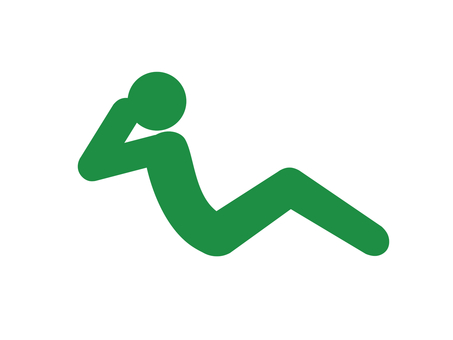 筋トレ：腹筋運動で体を鍛える人（緑） 人,人物,全身,ピクトグラム,筋トレ,腹筋,腹筋運動,シットアップ,シックスパック,トレーニングのイラスト素材