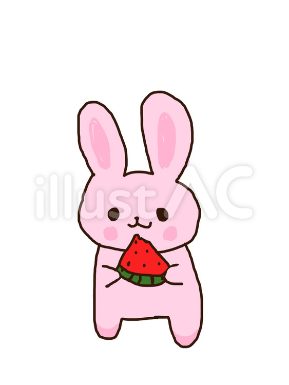 うさぎ　すいか すいか,うさぎ,おいしいのイラスト素材