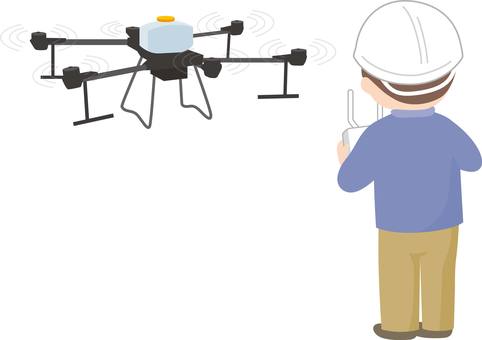 ドローン操縦 ドローン,操縦,農業用ドローン,スマート農業,散布,男性,ヘルメットのイラスト素材