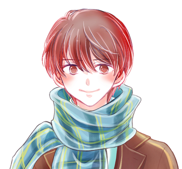 冬の男性 男性,冬,マフラー,コート,イケメン,かわいい,男子,笑顔,おでかけ,あたたかみのイラスト素材