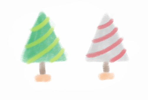パステルタッチのクリスマスツリー パステル調,クリスマスツリー,クリスマス,xmas,もみの木,緑,シルバー,モール,飾り,黄色のイラスト素材