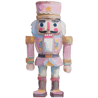 くるみ割り人形 くるみ割り人形,クリスマス,人形,おもちゃ,冬,ホリデー,油絵風,厚塗り,パステルカラー,キャラクターのイラスト素材