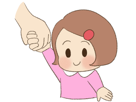 手をつなぐ女の子 視覚支援,お支度ボード,絵カード,スケジュール,子ども,手をつなぐのイラスト素材
