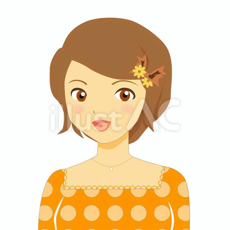 笑顔の女の子 笑顔,女の子,オレンジ色のイラスト素材
