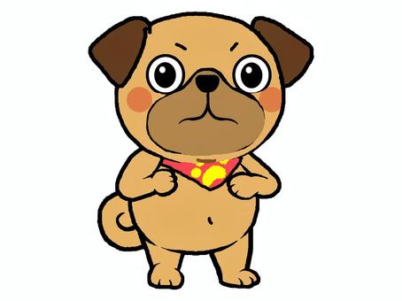 頑張るパグちゃん 犬,パグ,わんぱく,頑張る,男の子,キャラクター,イラスト,手描きのイラスト素材