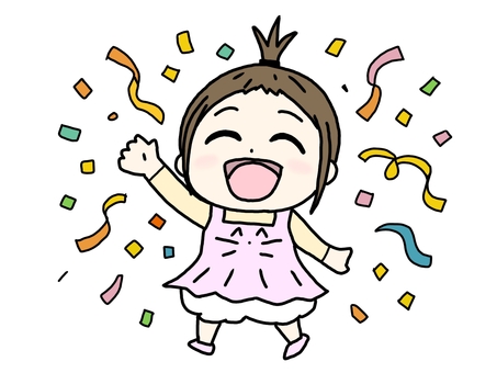 お祝いする女の子 お祝い,おめでとう,喜ぶ,嬉しい,はしゃぐ,女の子,女性,誕生日,祝福のイラスト素材