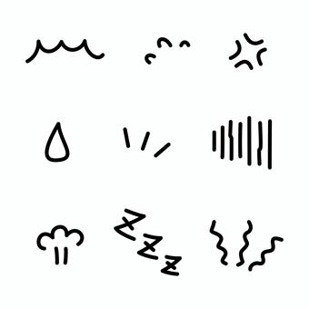 感情表現　マーク　 感情,マーク,記号,汗,青筋,涙,しずく,発見,気づく,暗いのイラスト素材