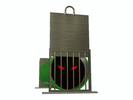 罠　大型獣用ドラム式捕獲器 罠,駆除,仕掛け,ドラム缶,危険,目,捕獲のイラスト素材