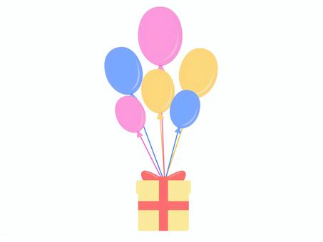 Balloons and present box, balloon, present, gift, JPG, PNG and AI