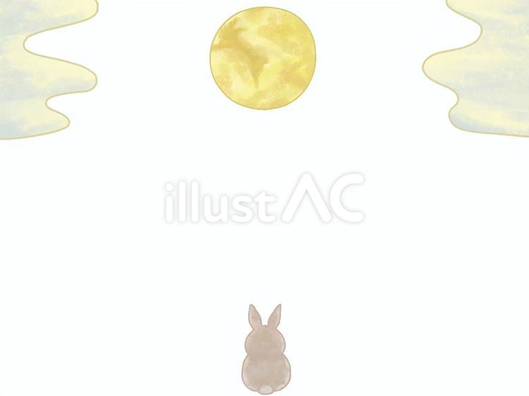 うさぎが月を見ているイラスト（背景なし） 月見,月,満月のイラスト素材