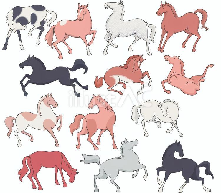 たくさんの馬　シンプル 馬,シンプル,動きのイラスト素材