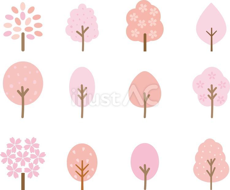 手書きのかわいい桜の木アイコン かわいい,ピンク,春のイラスト素材