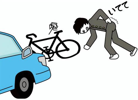 交通事故現場 交通事故,車,自転車,通学中,事故,転ぶ,痛い,被害者,学生,男子のイラスト素材
