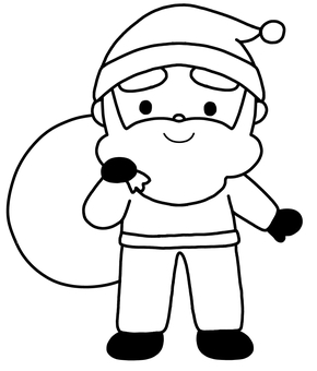 サンタさん　ぬりえ　全身 サンタさん,サンタ,サンタクロース,ぬりえ,クリスマス,線画,全身,クリスマスのイラスト,冬のイラスト,冬のイベントのイラスト素材
