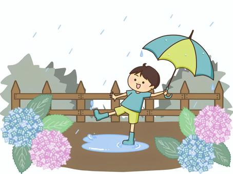 雨降り・男の子 雨降り・男の子 男の子,傘,梅雨のイラスト素材
