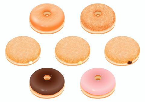 イーストドーナツ セット ドーナツ,グレーズ,シュガー,チョコレート,ストロベリーチョコレート,苺,洋菓子,スイーツ,イーストドーナツ,おやつのイラスト素材