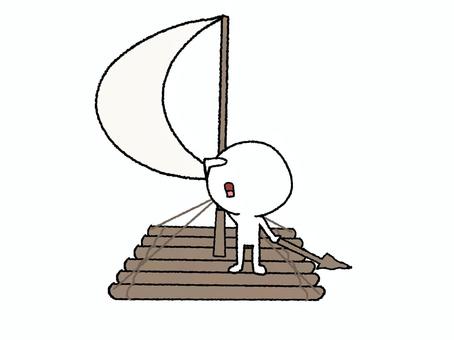 いかだの冒険 いかだの冒険 いかだ,冒険,木,シルエット,お知らせ用,宣伝用,pop調,手描き,挿絵,ワンポイントのイラスト素材