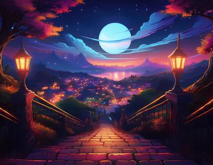 夜景與樓梯2, 夜景, 阶段, 月, JPG