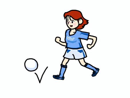 0013 女子サッカー 女子,サッカー,スポーツ,ゆるい,手描き,ドリブル,ユニホームのイラスト素材