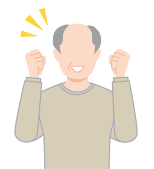 喜ぶ普通のおじさん４ バンザイ,喜ぶ,人,1人,人物,おじさん,男性,70代,60代,シニアのイラスト素材