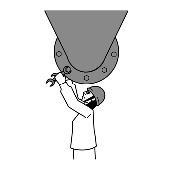 配管設備を工具で整備する女性作業員 作業員,配管,設備,整備,工場,工具のイラスト素材