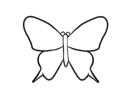 シンプルな蝶々の線画 蝶,生き物,手描き,シンプル,背景透過,線画,黒のイラスト素材