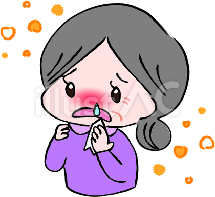 花粉症で鼻水が止まらない老人女性