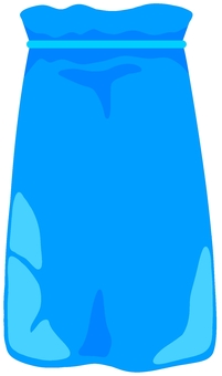 エチケット袋 日用品,袋,ポリ袋,エチケット袋,プラスチック,青色,セルリアンブルー,蛍光色,デフォルメ,背景透過のイラスト素材