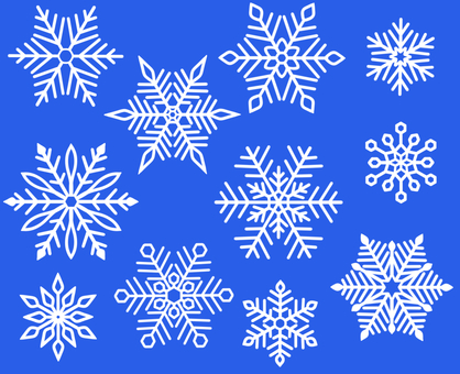 雪の結晶　白線 雪,結晶,冬,青地,白線,セットのイラスト素材