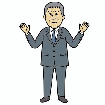 両手を広げている政治家の男性_輪郭あり 政治家,男性,総理,議員,総裁,大臣,内閣,市長,知事,町長のイラスト素材
