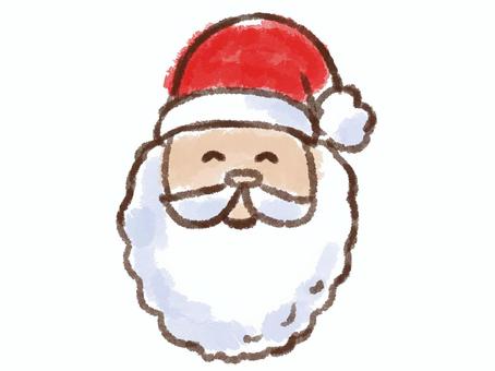 クレヨンシリーズ[サンタ笑う] クリスマス,メリークリスマス,サンタクロース,12月,冬,帽子,人,笑顔,にっこり,スマイルのイラスト素材